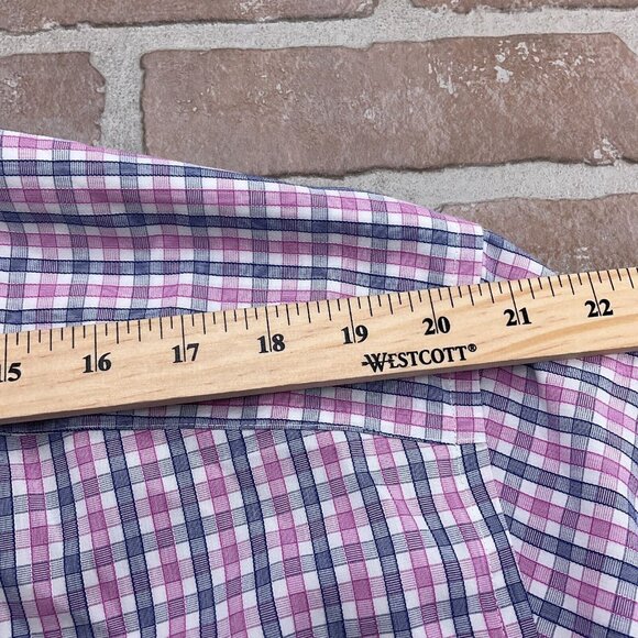 Untuckit Shirt Mens 2XLarge Purple‎ Blue Check Regular Cotton Wrinkle Free - Picture 8 of 11